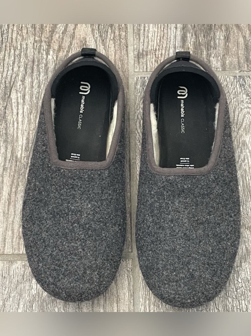 mahabis Classic Felt Slippers Gray EU 40 Style CL150108